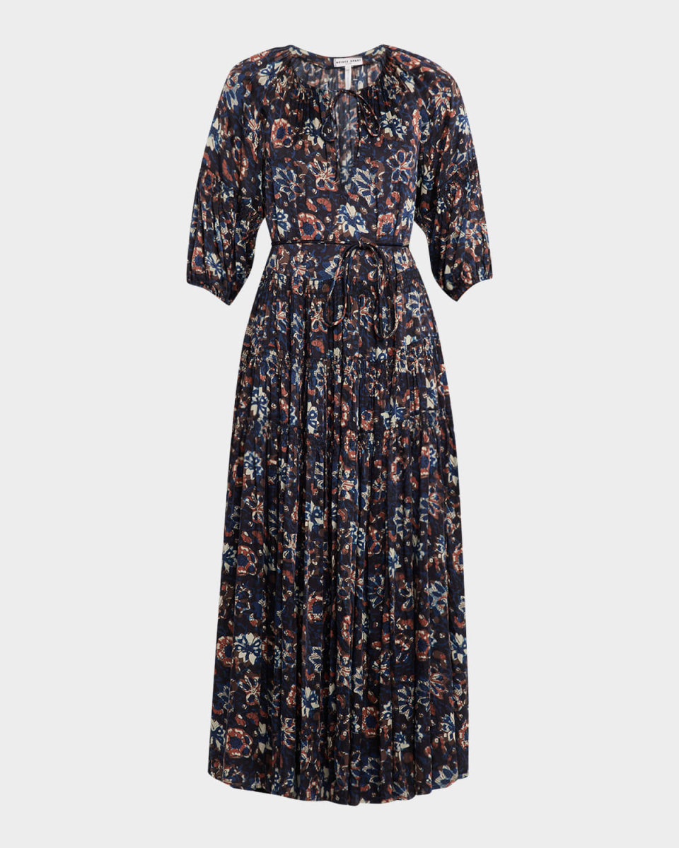 Santa Cecilia Tiered Viscose Sateen Maxi Dress